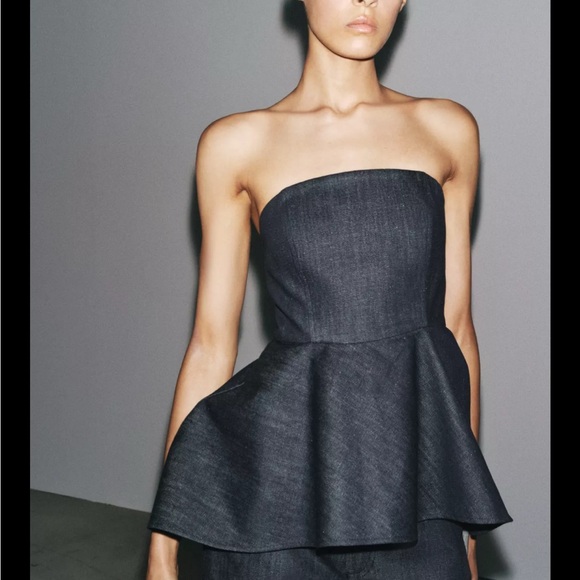 Zara Strapless Dark Gray Dress - Picture 1 of 4